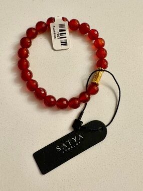 Satya Jewelry Carnelian Healing Gemstone Bracelet | Gold Accent | NWT
